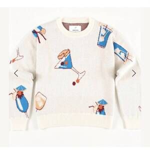 NEW HARDEN women's cashmere cocktail hour crew sweater in ivory multi